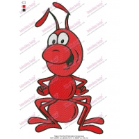 Happy Red Ant Embroidery Design